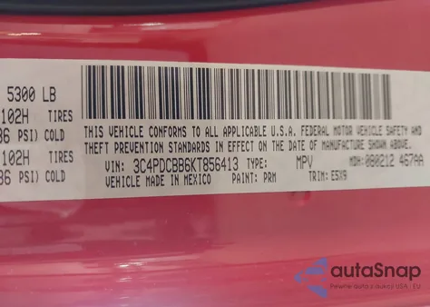 2019 Dodge Journey Se из США, поврежденный, VIN 3C4PDCBB6KT856413